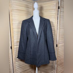 Vintage Harve Bernard Wool-blend open-front blazer jacket with black piping